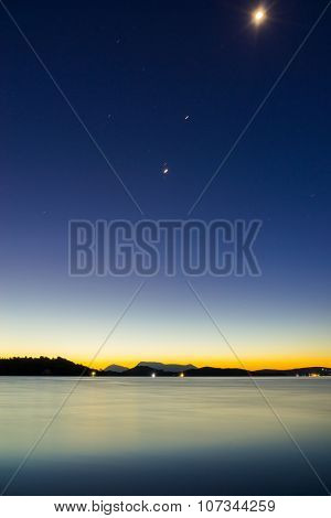Sunrise on the bay of Nidri in Lefkas island Greece