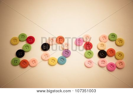 2016 Happy new yaer, celebrate seaon. Button write 2016, New Year is coming concept.