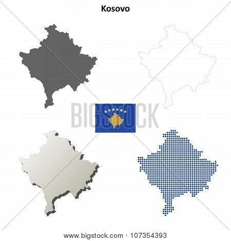 Kosovo outline map set