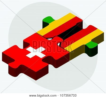Switzerland And Zimbabwe Flags