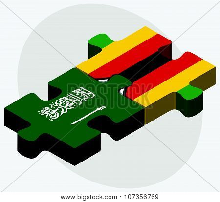 Saudi Arabia And Zimbabwe Flags