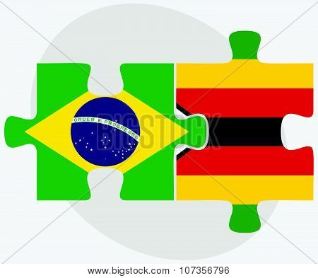 Brazil And Zimbabwe Flags