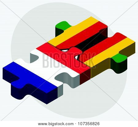 France And Zimbabwe Flags