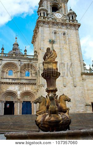 Santiago de Compostela Cathedral end of Saint James Way Plaza Praterias in Galicia Spain