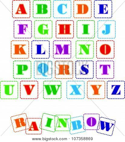 Colorful bright font, vector alphabet