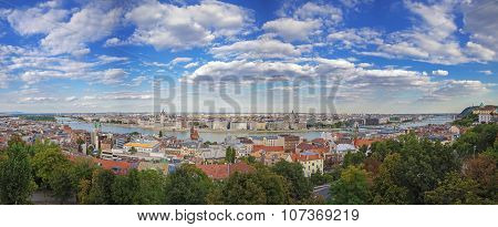 Panorama of Budapest from the castle of Buda, Hungary