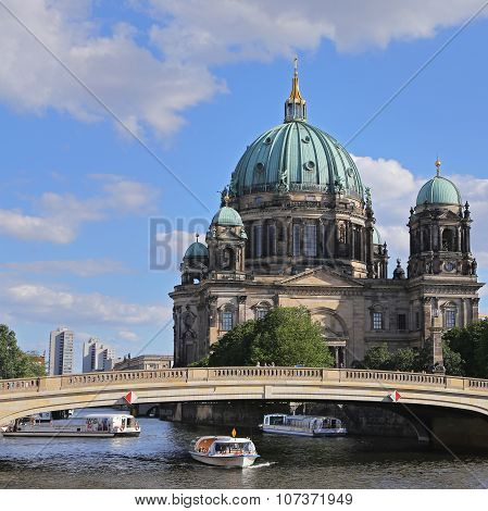 Berlin - July 26: Berlin Cathedral. German Berliner Dom. A Famous Landmark On The Museum Island In M