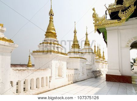 White Pagoda Is On Sagaing Hill, Myamar.