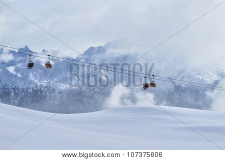 Skiing On The Dolomites, Val Di Fiemme, Italy