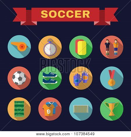 Football Game Flat Design Icons