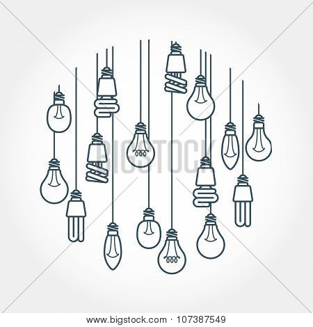 Circle of light bulb hanging on cords