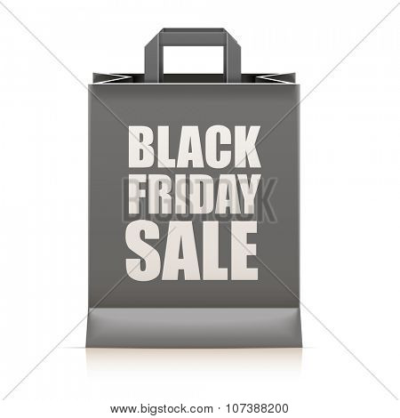 detailed illustration of a black paperbag with black friday sale text, eps10 vector