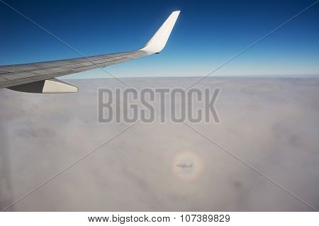 Raimbow On The Clouds From Airplane