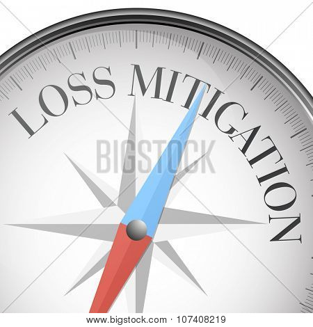detailed illustration of a compass with Loss Mitigation text, eps10 vector