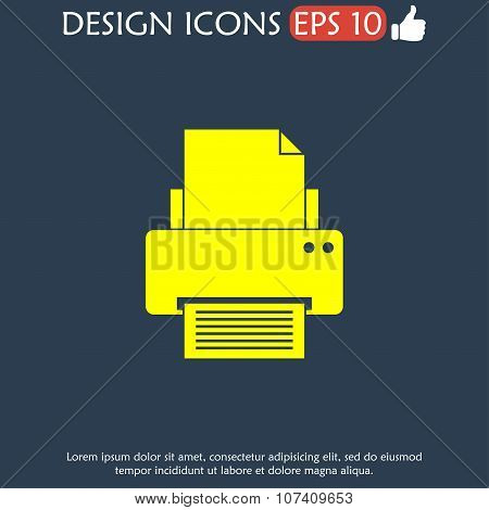 Print Icon. Flat Design Style