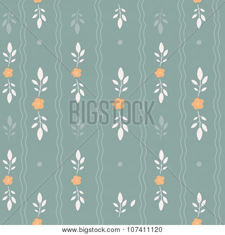 Floral seamless pattern with green autumn leaves