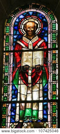 A Saint And The Bible - Stained Glass