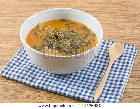 Thai Coconut Milk Curry With Cassia Leaves And Pork