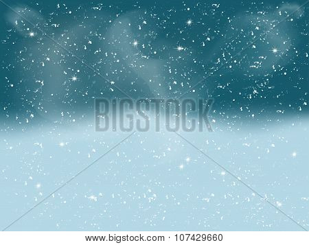 Winter landscape with falling white snow. Christmas background