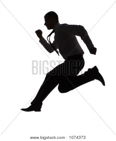 Silhouet van het runnen van zakenman