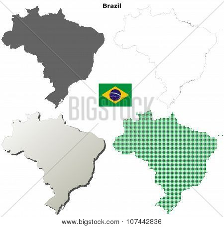 Brazil outline map set