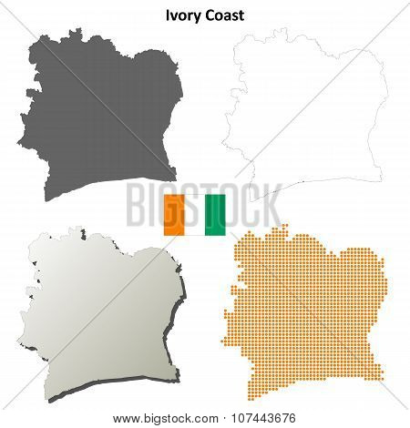 Ivory Coast outline map set