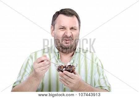 Guy is disgusted by beetroot salad