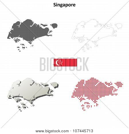 Singapore outline map set