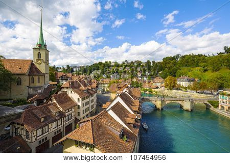 General View Along The River Aare In Bern