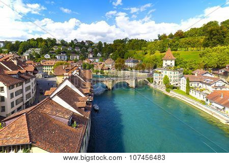 The River Aare Flows Through The City Of Bern