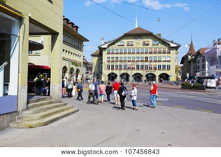 Undefined Tourists At Casinoplatz In Bern