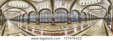 Panorama Of Mayakovskaya Metro Station In Moscow