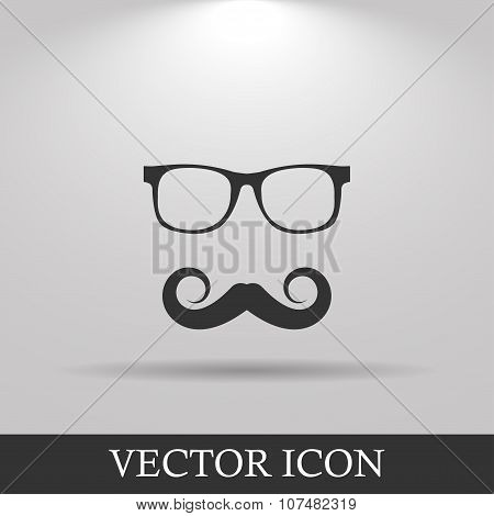 Mustache And Glasses Vector Icon.