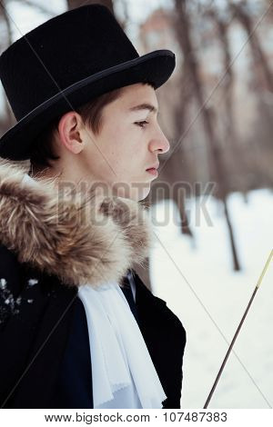 Handsome  Elegantyoung Man With Rapier, Outdoor