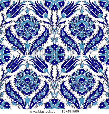 Traditional Arabic  ornament seamless. Floral Ornamental pattern. Iznik .Vector.  Background