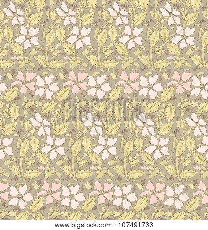 Seamless pattern with flowers. Romantic style.  Vector