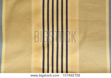 Curtain texture. Sunblind cloth with old navy stripes and shabby effect