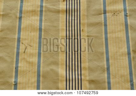 Curtain texture. Sunblind cloth with old navy stripes and shabby effect