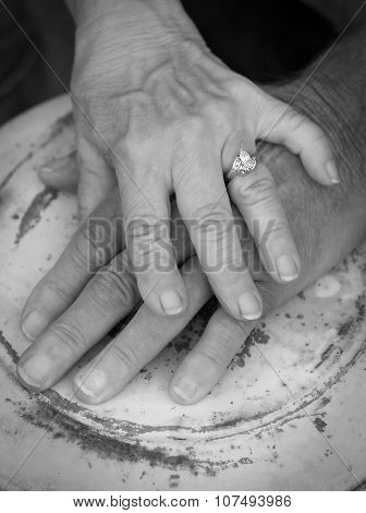 Senior Couple Embracing Hands
