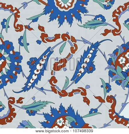 Traditional Arabic  ornament seamless. Floral Ornamental pattern. Iznik .Vector.  Background