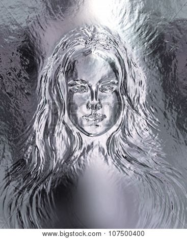 Woman goddess. Young attractive woman coated in metallic  paint  efect.