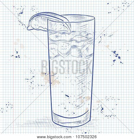 Cocktail Dark 'N' Stormy on a notebook page