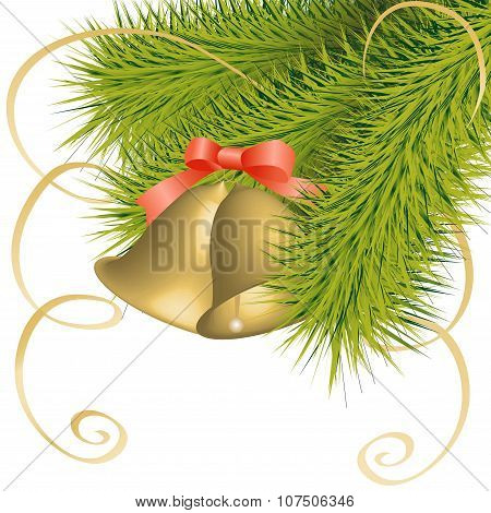 Golden bells with red bow