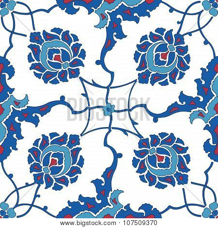 Traditional Arabic  ornament seamless. Floral Ornamental pattern. Iznik .Vector.  Background