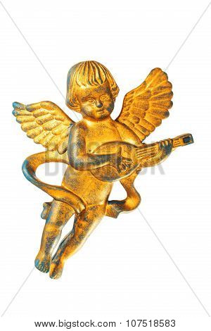 Golden Heruvim Figure For Christmas Decoration Isolated