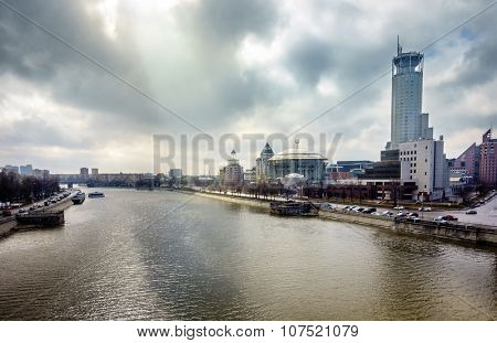 View to the Moscow River, Swissotel and Moscow International Music Hall