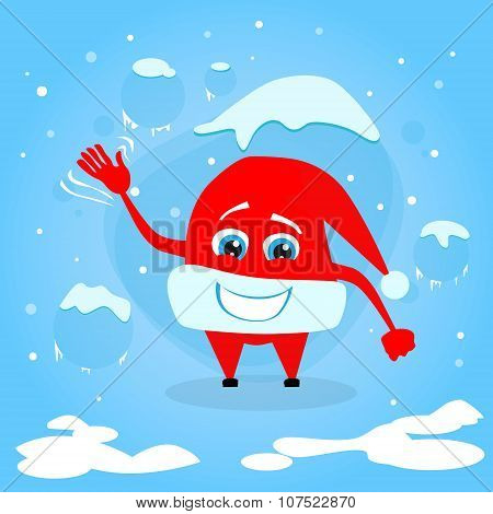 Red Santa Hat Christmas Cartoon Character Concept