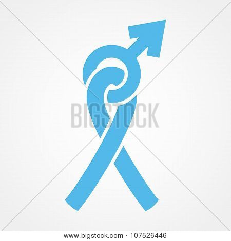 Light blue ribbon and male gender symbol