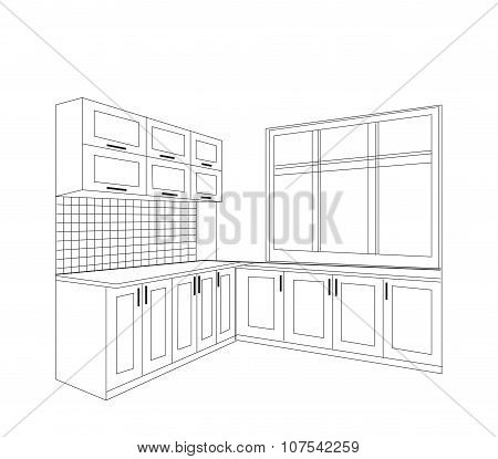 Kitchen sketch interior.