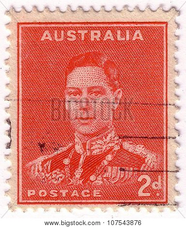 Australia - Circa 1937: A Stamp Printed In Australia Shows King George Vi, Circa 1937